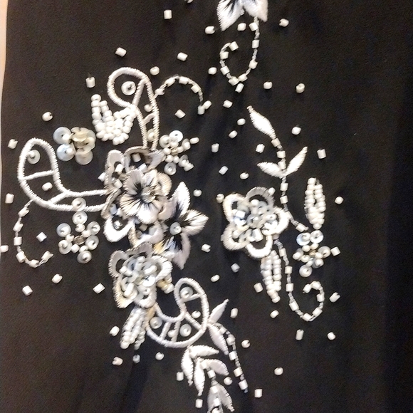 🖤 Y2K Black Beaded Sequin Rhinestone Silk/ Sheath/ Bias Cut Dress - Picture 13 of 16